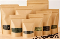 Pochette verticale de luxe en papier kraft enduit à fermeture magnétique avec fenêtre en plastique pour emballage de collation et de café recyclable