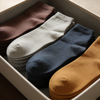 Chaussettes unisexes douces, élastiques, personnalisables, unies, quatre saisons, chaussettes de sport en coton tricotées pour l'hiver