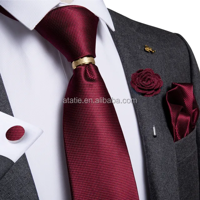 New Designer Men's Ties Luxury Wedding Ties For Silk Jacquard Woven Men Necktie Ring Brooch Cufflinks Hanky Set DiBanGu