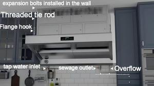 <span class=keywords><strong>Hotte</strong></span> de cuisine sans conduit en acier inoxydable à recirculation d'air, 2ESP + HEPA + Charbon, commande gestuelle, certifiée CE - Product Image 4