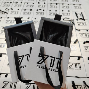 Custom Logo Paper Drawer for Jewelry Packaging Cute Sliding Ring <b>Earring</b> Necklace Set <b>Box</b> with Square Shape and Handle - Product Image 1
