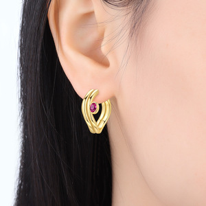 Pendientes de aro de oro de doble línea para mujer; recomendaciones de pendientes: accesorios sencillos y elegantes - Product Image 5