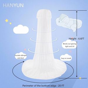 Moustiquaire de lit en polyester avec support réglable à clipser pour berceau de bébé, tente suspendue en forme de dôme, rideau en filet - Product Image 2