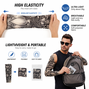 Maniche per Tatuaggi con Protezione UV, in Poliestere Elasticizzato Rinfrescante, per Ciclismo, Corsa, Pesca, Guida e Sport all'Aperto - Product Image 2