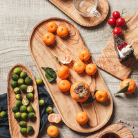 Maison naturelle Premium Quality Runway Shape Stockage en bois d'olivier Plateau de service Assiette pour boisson Café Thé Snack Fruits Tapas