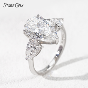 Starsgem 1.339ctw-6.565ctw Three <b>Stones</b> <b>Ring</b> 10K Solid Gold Pear Cut IGI Certified Lab Grown Diamond Engagement <b>Ring</b> for Gift - Product Image 4