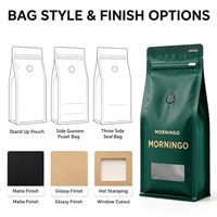 Sachets de café à fond plat de qualité alimentaire, personnalisables, avec fermeture éclair refermable et valve de dégazage unidirectionnelle pour grains de café