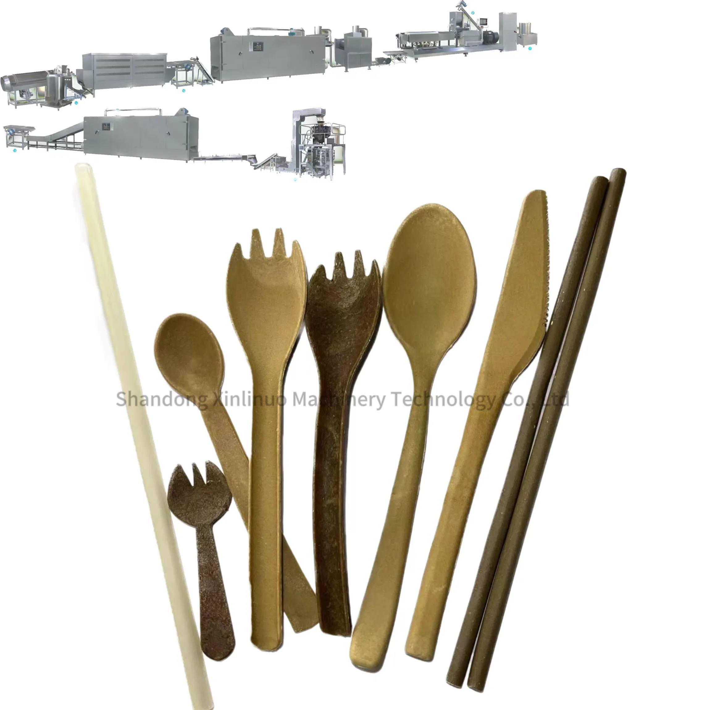 خط إنتاج أدوات المائدة القابل للتحلل، ملعقة الآيس كريم الناعم الأوتوماتيكية بالكامل 1500 واط