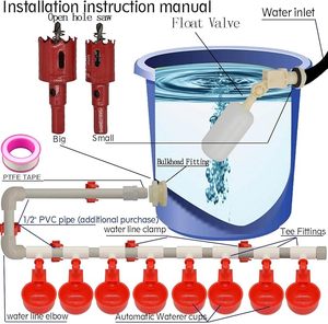 Abreuvoirs automatiques à tétine pour poulets et raccords en <span class=keywords><strong>PVC</strong></span> de 1/2 pouce, abreuvoirs pour volailles, coupelles d'eau pour poulets - Product Image 4