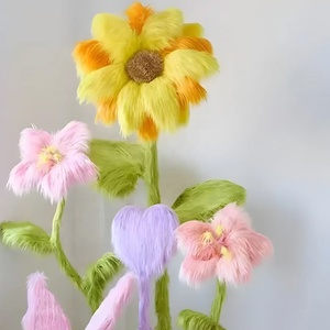 Accessoire de bras de fleur en peluche fait à la main décor à la maison atmosphère d'hiver Design moderne salon accessoire décoratif doux - Product Image 1