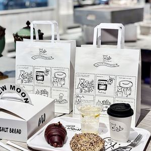 Custom Logo Printed Eco-Friendly Disposable Recyclable Kraft Paper <b>Bags</b> for Baking Takeaway Food Packaging - Product Image 1