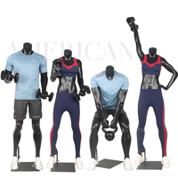 JASMINE Mannequin homme de sport en fibre de verre avec support et pose réglable pour l'affichage des vêtements