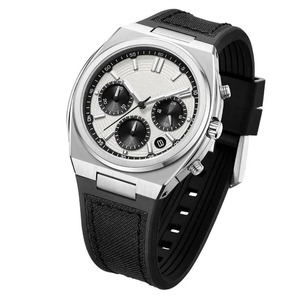 Reloj de Hombre de 42MM con Cronógrafo de Cuarzo, Cristal de Zafiro, Esfera Secundaria de Turbina Semiplateada y Correa de Acero Inoxidable - Product Image 1
