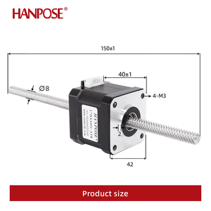 มอเตอร์สเต็ปเปอร์ <span class=keywords><strong>HANPOSE</strong></span> 1.5A 40N.CM 42HA40-T8 *8 แบบสกรู 100 มม. Nema17 12V สำหรับชิ้นส่วนเครื่องพิมพ์ 3 มิติ 4 สาย 12v แบบสกรู - Product Image 3