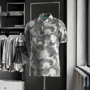 เสื้อกีฬาแขนสั้นสำหรับผู้ชายเสื้อลำลองผ้าโพลีเอสเตอร์พิมพ์ลายดอกไม้พิมพ์ลายโลโก้ตามสั่ง - Product Image 3