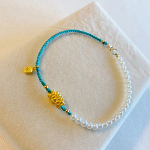 Pulsera Trenzada Azul <span class=keywords><strong>Lotus</strong></span> con Cadena y Cuerda para Abalorios, Elegante, Blanca, de Alta Gama para Mujer - Product Image 5