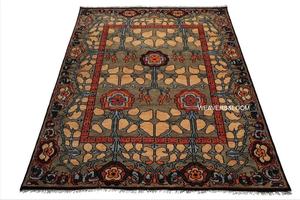 Alfombra Oriental de Lana Oushak Anudada a Mano de 8x10, Alfombra Turca de Vitral de Estilo Mission para Sala de Estar - Product Image 5