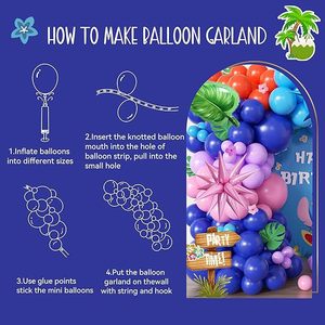 Kit d'arche de ballons rose et bleu, 100 pièces, thème tropical Hawaï, ensemble de ballons pour fête d'<span class=keywords><strong>anniversaire</strong></span>, décoration d'<span class=keywords><strong>anniversaire</strong></span> - Product Image 3