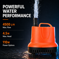 Pompe à eau submersible 220V 110W 1800-4500L/H ultra silencieuse à aspiration par le bas pour aquarium, bassin et fontaine