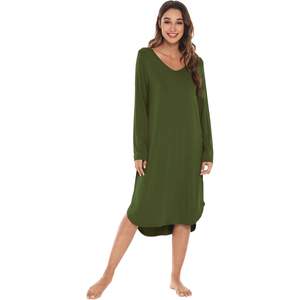 Chemise de nuit personnalisée en viscose de bambou pour femme, manches longues, douce, rafraîchissante, pyjama, vêtements de nuit, tailles S à 4X - Product Image 1