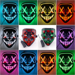 Máscara LED de Halloween, Venta Caliente Transfronteriza, Máscara de Fantasma Aterradora para Fiesta de Disfraces, Decoración Luminosa con Luz Fría - Product Image 3