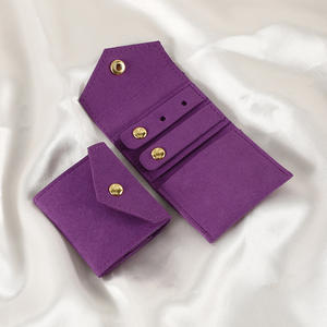 Bolsa de Almacenamiento de Joyas Mini de Lujo con Logotipo Personalizado, Bolsa Portátil de Viaje para Aretes y Pulseras para Mujer, Colorida, de Microfibra, con Cierre de Botón - Product Image 2