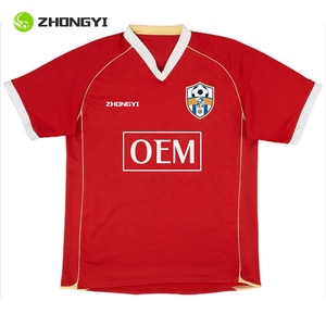 Kaos Sepak Bola Retro Cepat Kering Bahan Polyester/Nylon dengan Cetakan Transfer Panas Kustom ZHONGYI untuk Dewasa Unisex - Product Image 1