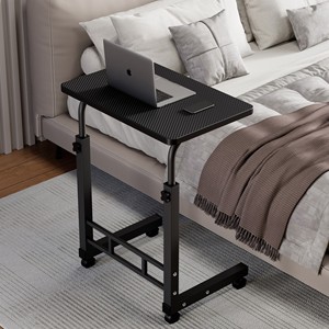 <span class=keywords><strong>Table</strong></span> de chevet réglable en hauteur sur roulettes, support pliable pour ordinateur portable, pour le petit-déjeuner au lit, la lecture et le travail de bureau - Product Image 2