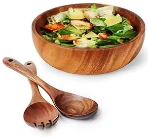 Fabrik preis Massivholz Akazien holz Salats ch üssel mit Servern Set für Obsts alate und Dekoration