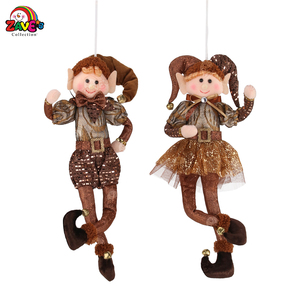 Zaves noël décor à la maison elfe brun <span class=keywords><strong>elfes</strong></span> garçon avec des chapeaux pointus chaussures mignon noël décor à la maison poupées en peluche paire - Product Image 3