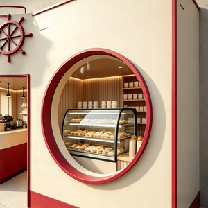 Cafetería con Diseño de Barco Rojo y Blanco, Quiosco de Comida Temático para Exteriores con Vitrina de Vidrio Integrada - Product Image 6