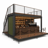 Kiosque de café préfabriqué en conteneur de 20 pieds, stand d'exposition modulaire, kiosque double étage, stand de vente éphémère pour salons professionnels