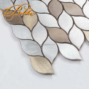 Carrelage de mosaïque en aluminium brossé motif feuille Style minimaliste botanique métal Design moderne décor à la maison Accent revêtement de façade murale - Product Image 2