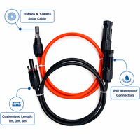 Cable de Extensión Solar Impermeable de 10/12 AWG, Cable de Cobre Estañado para Paneles Solares, Resistente a los Rayos UV, de 1m a 10m, Personalizable