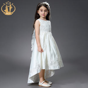 Nimble White Satin Elegant Flower Girls Vestidos Dama <span class=keywords><strong>DE</strong></span> HONOR Kids Party Trailing Ropa Adolescente Princesa <span class=keywords><strong>Vestido</strong></span> <span class=keywords><strong>de</strong></span> primera comunión - Product Image 3