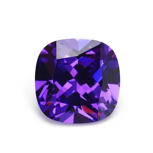 Hot Koop Violet Synthetische Stenen Vierkante Kussen Cut Zirconia Voor Mode-sieraden