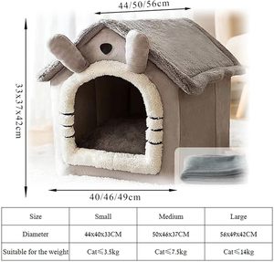 Casa para Gatos y Perros, Cama para Mascotas, Cueva para Gatos, Nido Suave de Felpa, Cálida Tienda para Cachorros con Cojín Extraíble y Lavable, Linda Casa para Mascotas - Product Image 6