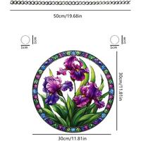 Attrape-soleil 2D en acrylique, imprimé UV, gravé au laser, motif floral rétro cercle parfait, style vitrail, ornement suspendu pour fenêtre