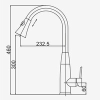 Robinet de cuisine moderne à poignée unique avec cartouche en céramique, finition nickel brossé, montage sur plan, douchette extractible