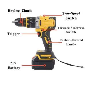 Juego de Taladro Inalámbrico Portátil de 13 mm, <span class=keywords><strong>Taladros</strong></span> de Impacto Eléctricos Inalámbricos, Destornillador Eléctrico Recargable, Juego de Herramientas Combinadas - Product Image 3