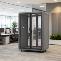 Cabine de bureau modulaire, acoustique, mobile, insonorisée, pour réunions et appels téléphoniques, offrant une intimité partagée