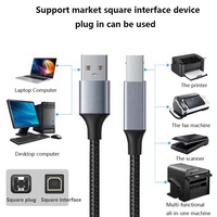 Câble d'imprimante USB 2.0 tressé en nylon de haute qualité, plaqué or, AM vers BM, plusieurs longueurs : 0,5 m, 1 m, 1,5 m, 2 m, 3 m, 5 m