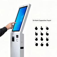 Kiosco Interactivo Metálico Delgado con Pantalla Táctil LCD Android/Windows, Terminal de Información y Pedidos de Comida de Autoservicio, de Pie