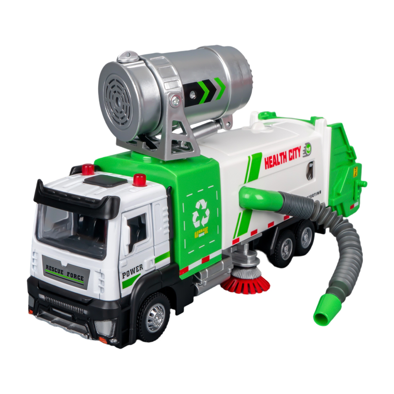 Camión de basura de juguete para niños, juguet de camion de basura de metal fundido a prión, camión de basura de juguete accionado por fricción con luz y sonidos, T de basura