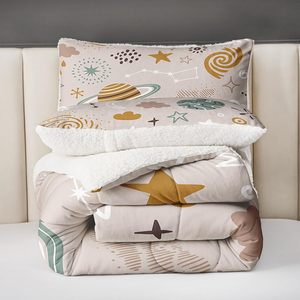 ชุดเครื่องนอนธีมอวกาศสำหรับวัยรุ่นและผู้ใหญ่ผ้าปูเตียงที่มีน้ำหนักเบาติดตั้งในฤดูหนาวพิมพ์ลายเมฆดาวเคราะห์ - Product Image 4