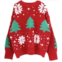 Pull de Noël flocon de neige élégant et confortable Couleurs festives Motif animal tricoté plat pour tous les âges Logo avant de style décontracté