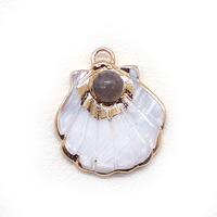 Pendentif en améthyste incrustée de coquillages avec bordure dorée, collier DIY pour occasions festives