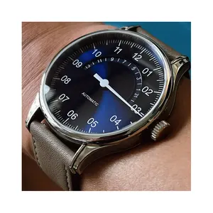 Relógio mecânico automático masculino, relógio de aço inoxidável com calendário, uma mão