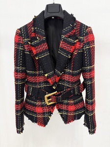 OUDINA Neuer Fabrik-<span class=keywords><strong>Blazer</strong></span> mit Gürtel, gestreift, kariert, Tweed, eleganter Business-Profi-<span class=keywords><strong>Blazer</strong></span>, Damenblazer für Frauen - Product Image 4