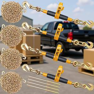 Attache-chaîne à cliquet Db Wholesale avec crochet en S 5/16-3/8 pouces, capacité de charge 7100 lb, en acier pour transport sécurisé - Product Image 2